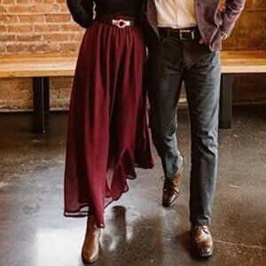 Womens Chiffon Retro Maxi Skirt